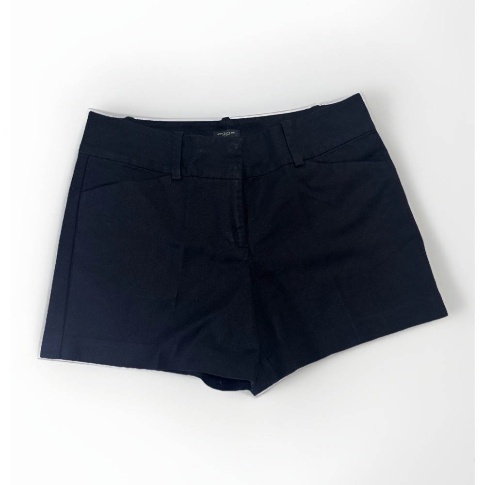 Ann Taylor Signature Black Cotton Stretch Tailored Shorts Womens 8 289413